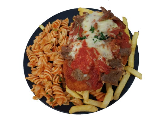 Ham Parma with chips Salad