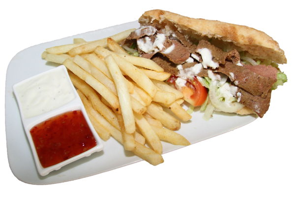 Kebab in Turkish Bread & Chips
